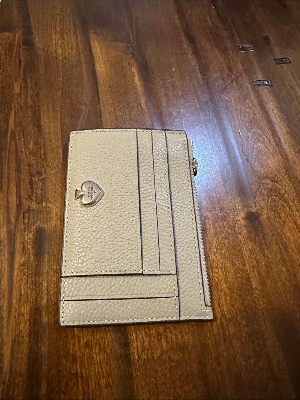 kate spade pebbled leather cardholder in light green